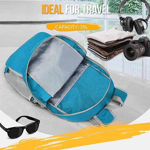 ZOMAKE Lightweight Packable Backpack 35L, Water Resistant Foldable Day Pack - color: C-light Blue
