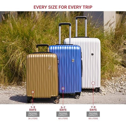 SwissGear 7272 Energie Hardside Expandable Luggage with Spinner Wheels, Navy, 3-Piece Set (19/24/27) - color: Navy, size: 3-Piece Set (19/24/27)