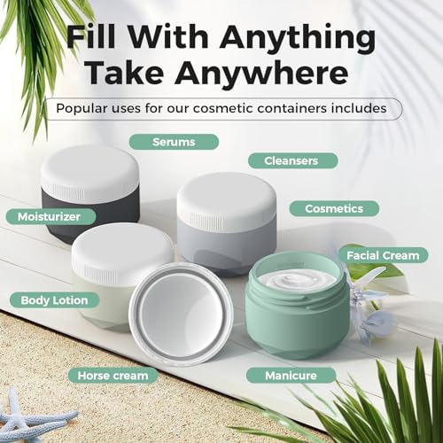 Travel Containers for Toiletries, 4-Pack TSA Approved Silicone Jars (2.5oz) - color: Grey, size: 75ML (2.5oz)