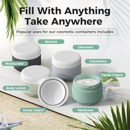 Travel Containers for Toiletries, 4-Pack TSA Approved Silicone Jars (2.5oz) - color: Grey, size: 75ML (2.5oz)