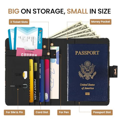Passport Holder for Travel, RFID Blocking Wallet with Magnetic Closure - color: K-Mushroom