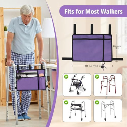 supregear Walker Bag w/Cup Holder, Universal Walker Accessories for Seniors - color: Light Purple