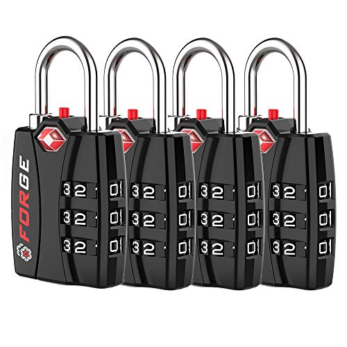 Forge TSA Approved Luggage Locks, Open Alert TSA Locks, Black, 4 Pack - color: Black 4PK