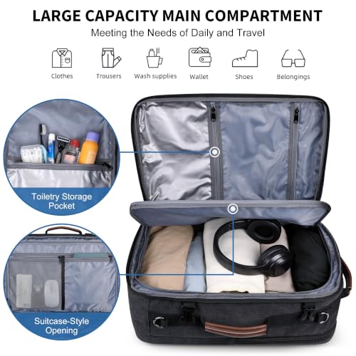 WITZMAN Travel Backpack for Men Flight Approved Fits 16" Laptop - color: Black