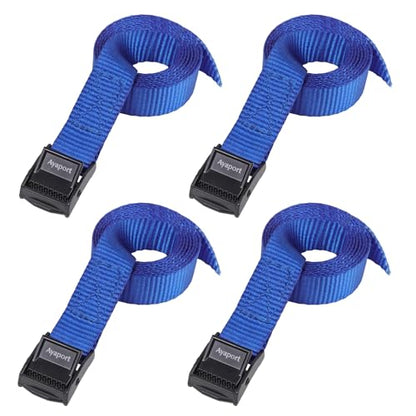 Ayaport Adjustable Lashing Straps with Buckles 0.75" x 6', 4 Pack - color: Blue, size: 0.75'' x 6'