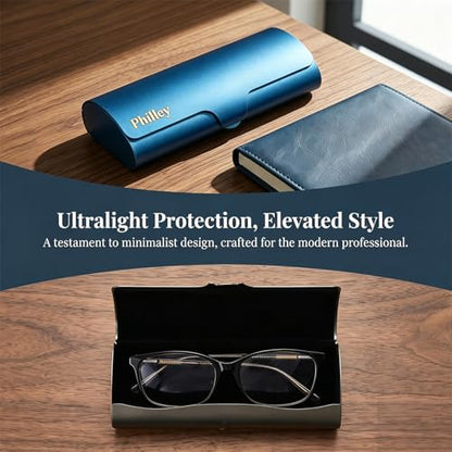 Philley Aluminum Ultra-Light Eyeglasses Slim Reading Glasses Case - color: Blue