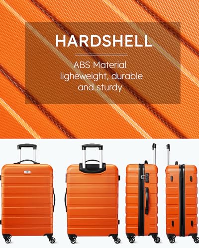 Suitour 2 piece Luggage Sets with Spinner Wheels,Hardside Lightweight 20/24 inch Suitcase Set - color: Orange, size: 2-Piece Set (20/24)