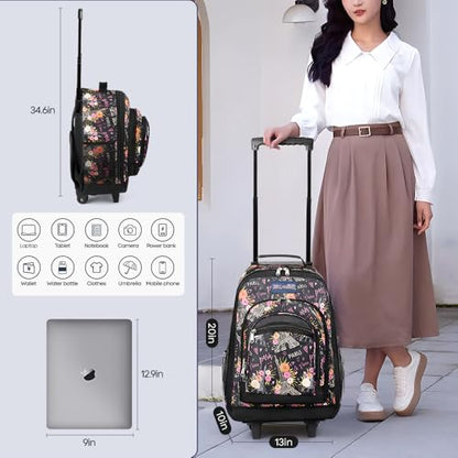 20" 2-in-1,Wheeled Travel Luggage Bag w/Telescopic Handle - color: JH-2561-Floral-20