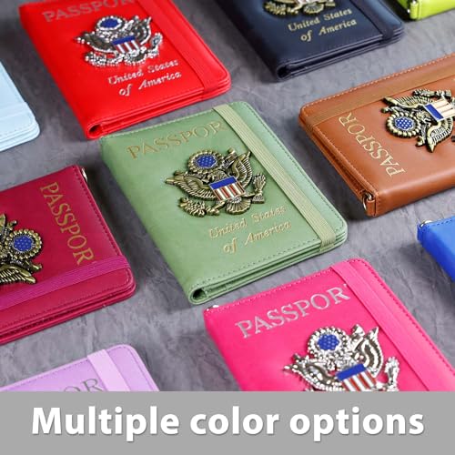Passport Holder for Travel,Passport Cover Case with RFID (rose red) - color: rose red