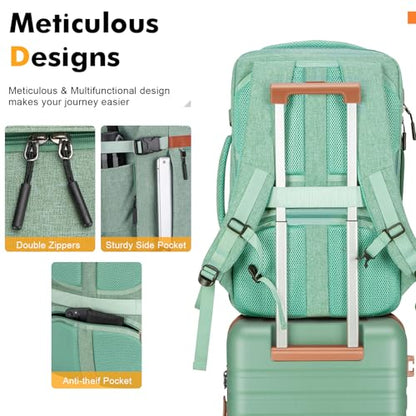 20" Carry On Luggage Set 3 Piece With Travel Backpack, YKK Zippers - color: Green, size: 3 Piece Set (20inch)