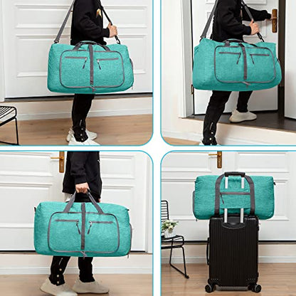 Vomgomfom 65L/85L/115L 접이식 여행용 더플 백, 신발 수납 공간 포함 - color: G 민트 그린, size: 85L