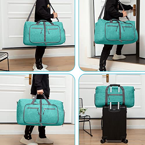 Vomgomfom 65L/85L/115L 접이식 여행용 더플 백, 신발 수납 공간 포함 - color: G 민트 그린, size: 65L