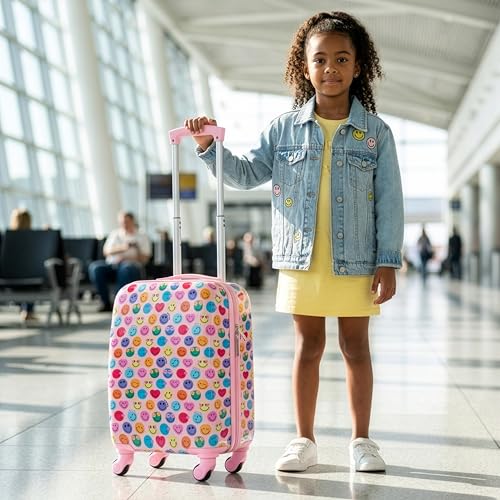 SMILEYWORLD Cool to be Happy 18" Carry-on Suitcase Set, 5-Piece - color: Cool to be Happy, size: 5-Piece Set