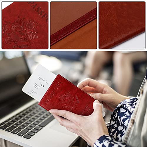 TIGARI Passport Holder for Travel Women Men, Valentines Day Gifts PU Leather Wallet Cover Case Sleeve, Waterproof Protected Document Organizer, Vacation Plane Cruise Travel Essentials - color: A-Red, style: Classic(slim)