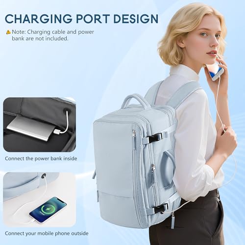 Beraliy Travel Backpack for Men Women,TSA Carry On Backpack Flight Approved - color: Light-blue, size: X-Large