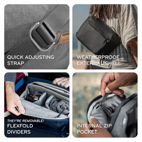 Peak Design Everyday Sling 6L, Kelp, Padded Adjustable Shoulder Strap for Crossbody or Waist Carry, FlexFold Dividers, Ideal for Carrying Cameras or Everyday Essentials, Sling Bag for Men and Women