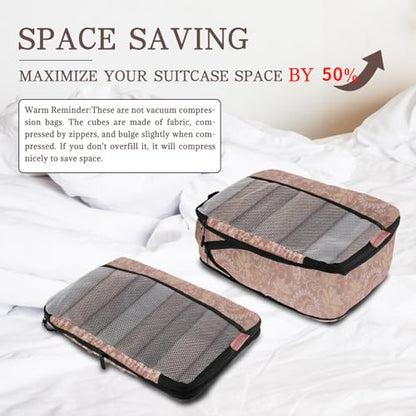 U+U 6 Set Compression Packing Cubes, Travel Organizers (Paisley Pattern) - color: Paisley Pattern, size: 6 Set