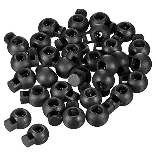 PATIKIL Cord Locks, 30 Pack Ball Spring Toggle Stopper for Drawstring Bag Shoelaces, Black - color: Black