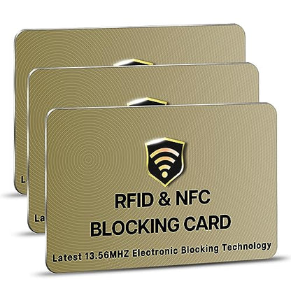 SaiTech IT 3 Pack RFID Blocking Card for Credit Debit ID Card, Golden - color: Golden
