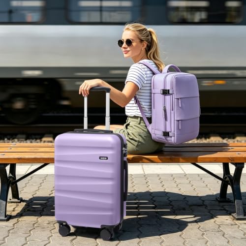 UKEIN Luggage Set with Backpack,Hardshell Carry On Luggage Airline Approved - color: Purple