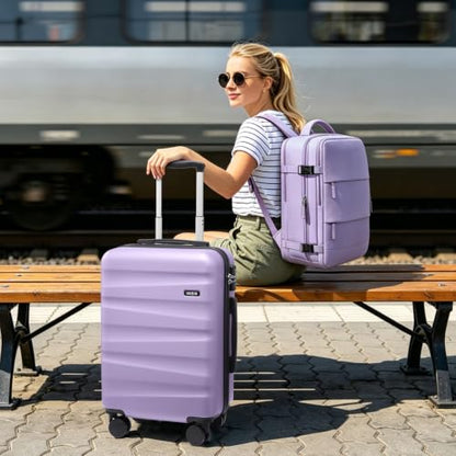 UKEIN Luggage Set with Backpack,Hardshell Carry On Luggage Airline Approved - color: Purple