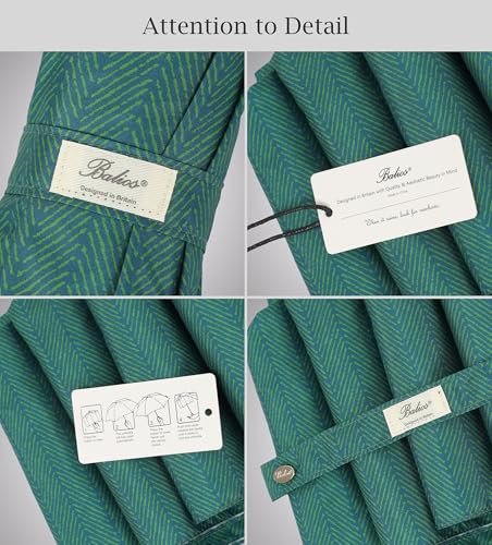 Balios Folding Umbrella Real Wood Handle Auto Open Close - color: Herringbone Jade Green