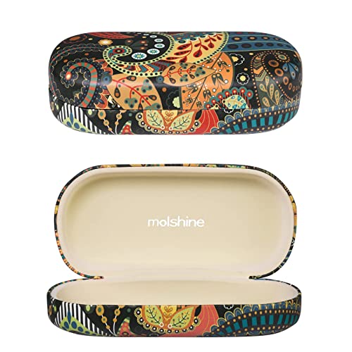 molshine Hard Shell Sunglasses Case,Classic Large Glasses Case for Women Men,Sunglass Eyeglasses - color: Light Yellow