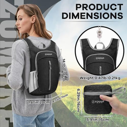 ZOMAKE 10L Ultra Lightweight Packable Backpack, Small Daypack Light Foldable Backpacks Water Resistant Day Bag for Hiking(Black) - color: Black A1, size: 10L