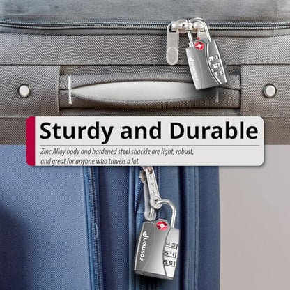 Fosmon TSA Approved Luggage Locks, 3 Digit Padlock, 2 Pack Silver - color: 3 Digit Silver 2 Pack