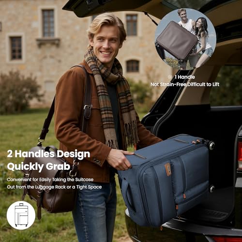 20" Carry-On Luggage,Suitcase w/TSA LOCK,Expandable 20% - color: Navy, size: Carry-On 20-Inch