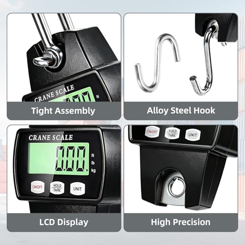 Digital Hanging Scale, 1100lb/500kg Crane Scale, Handheld - color: Black-1100lb