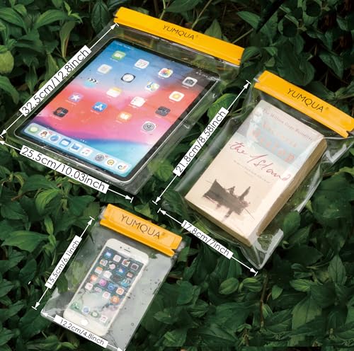 YUMQUA Waterproof Pouch Dry Bags Document Map Holder for Water Sport 5Pack
