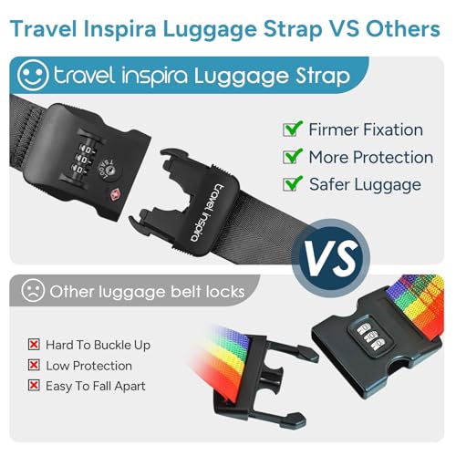 Travel Inspira Anti-Theft Suitcase Belt with TSA Lock - color: Cross Black-New