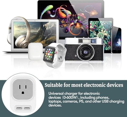 220V to 110V Voltage Converter US to Europe with 2 USB A 2 USB C Fast Charging, Power Converter for European Travel International Universal Travel Adapter for France Italy Germany Spain