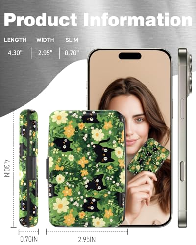 Maicican Credit Card Holder, Mini RFID Blocking Aluminum Wallet - color: Cats and Flowers