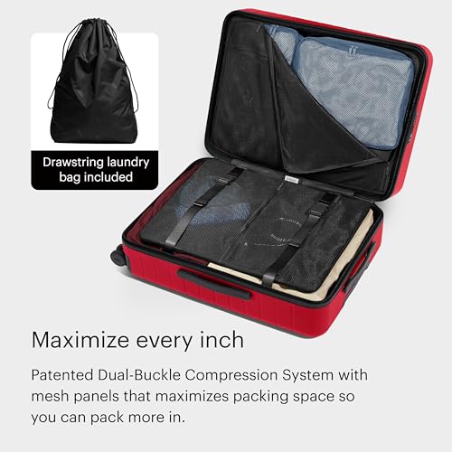 Away Medium Checked Luggage, 26-inch Lightweight Hardside Spinner Suitcase - color: Cherry Red