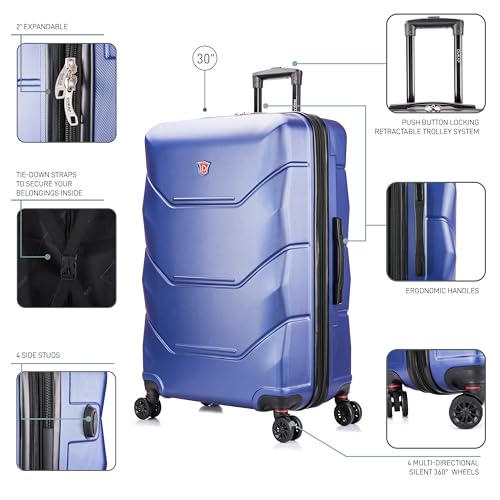 DUKAP ZONIX 30-Inch Large Hardside Spinner Travel Luggage Lightweight Blue - color: Blue, size: 30 Inch