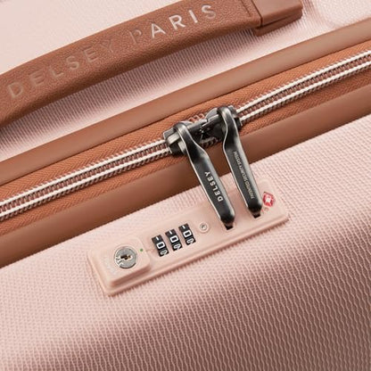 DELSEY PARIS Chatelet Air 2.0 Checked Luggage Trunk 26 Inch, Hardside Polycarbonate Suitcase, Dual-Density Spinner Wheels, TSA Lock, Blush Pink - color: Blush Pink, size: Checked-26 Inch Trunk
