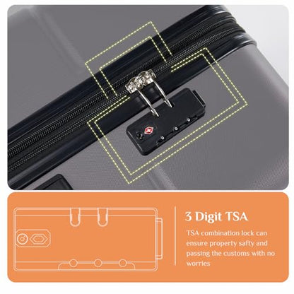 Sweetcrispy 28 Inch Checked Luggage, Suitcase with Spinner Wheels - color: Dark Grey, size: 28 Inch
