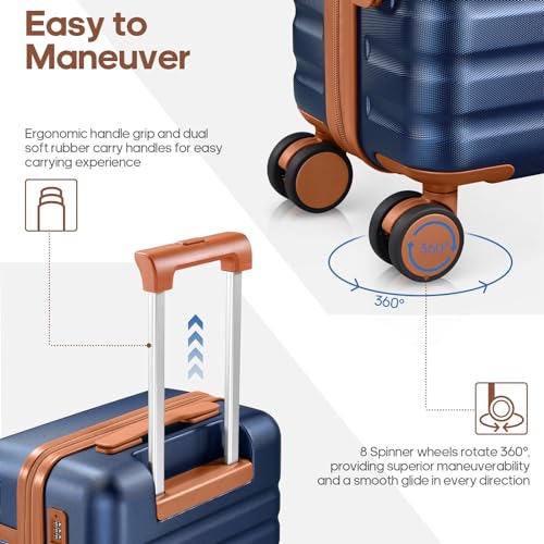 UKEIN Luggage Sets 3Piece, Carry On Luggage 20in Suitcase Set With Backpack - color: Blue, size: 3 piece set (20inch)