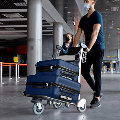 Karl home Luggage Sets 3 Piece, ABS Hardside Suitcase Set with Double Spinner Wheels & TSA Lock for Travel Business, 3-Piece Set (20/24/28), Navy Blue - color: Navy Blue, size: 3 Piece Set (20/24/28 Inch)
