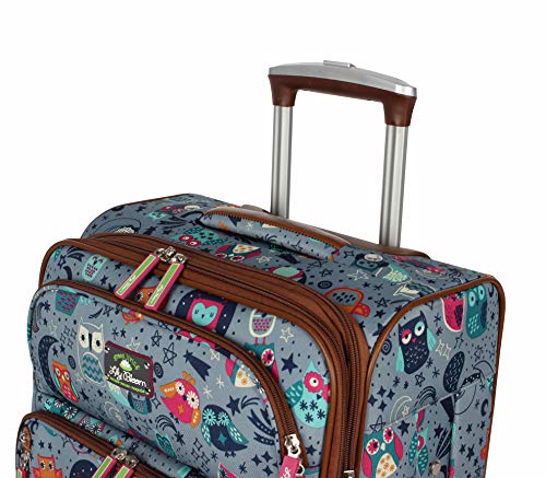 Lily Bloom Luggage 24" Expandable Design Pattern Suitcase With Spinner Wheels For Woman (24in, Night Owl) - color: Night Owl