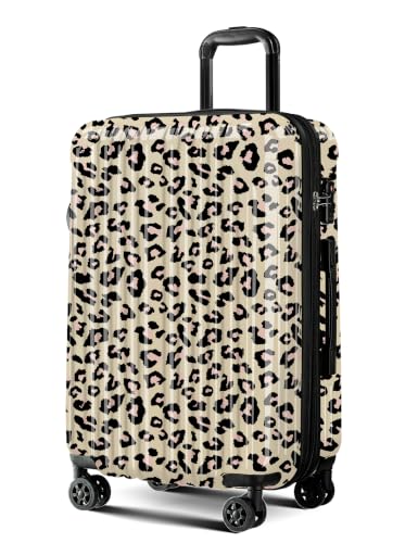 Expandable Carry on Luggage Suitcase with Wheels - color: Cheese Cheetah, size: S(20In Carry-on)