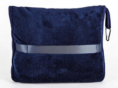 BlueHills Premium Soft 2-Pack Travel Blanket Pillows Airplane - Navy Blue - color: Navy-2pk-t011