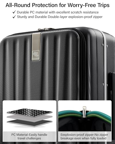 Hanke 16 Inch Small Carry On Luggage, Top Opening Aluminum Frame Suitcase - color: Black, size: 16 Inch
