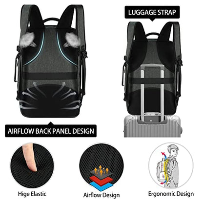 Lubardy Travel Backpack for Men Women 40L Flight Approved Carry on Backpack - color: Grey(backpack With 3 Packing Cubes)