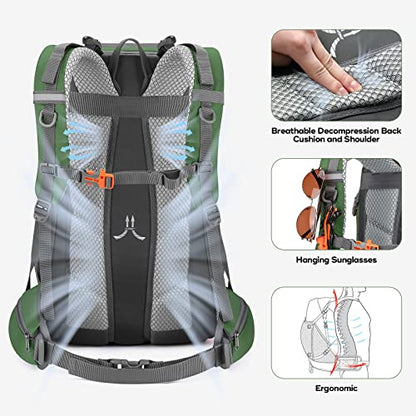 Maelstrom 40L Hiking Backpack, Lightweight Camping Daypack with Rain Cover - color: Green, size: 40l