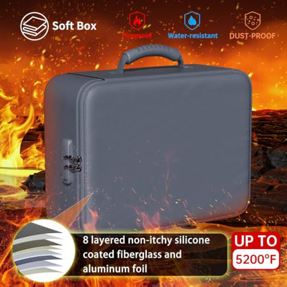 DocSafe 5200°F Fireproof Document Organizer Box with Lock, Gray (Soft) - color: Gray, size: 15"x11"x4.1"