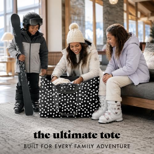 Fit & Fresh All The Things XL Tote Bag for Women, Beach Bag & Weekender - color: Black & White Dot