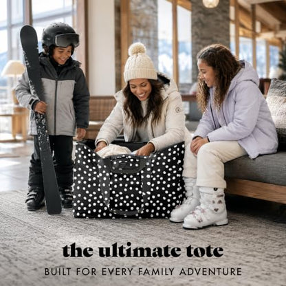 Fit & Fresh All The Things XL Tote Bag for Women, Beach Bag & Weekender - color: Black & White Dot